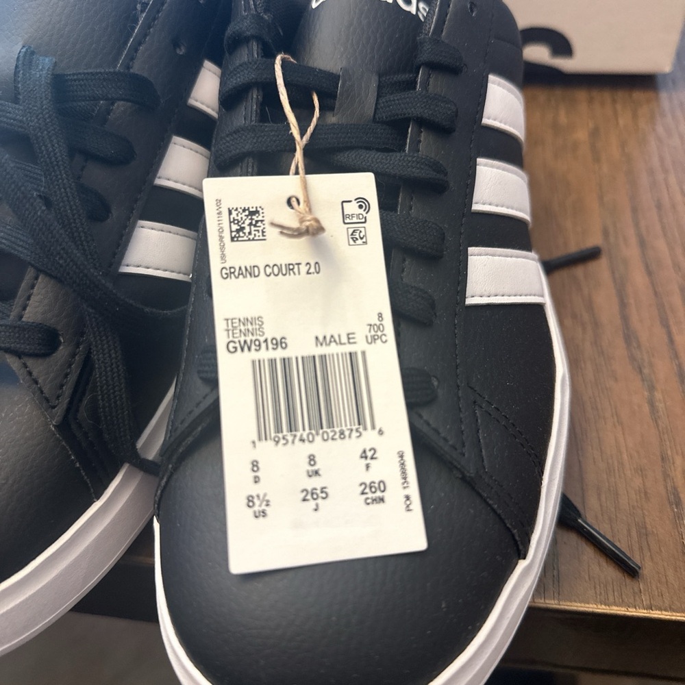adidas Black and White Men's Grand Court 2.0 Sneakers